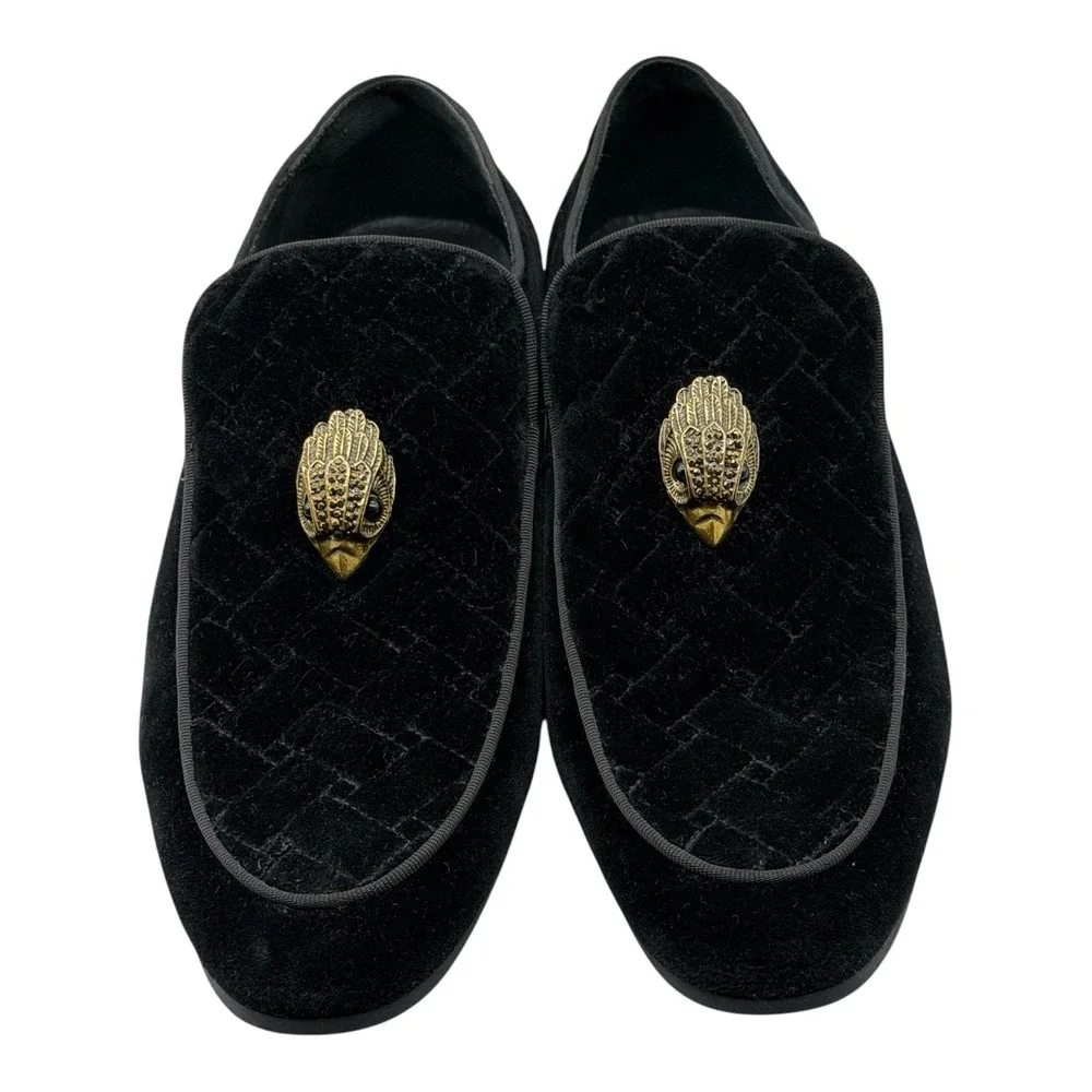 Kurt Geiger Venetian Velvet Gold Eagle Head Loafers Hand Made in Portugal 43,5